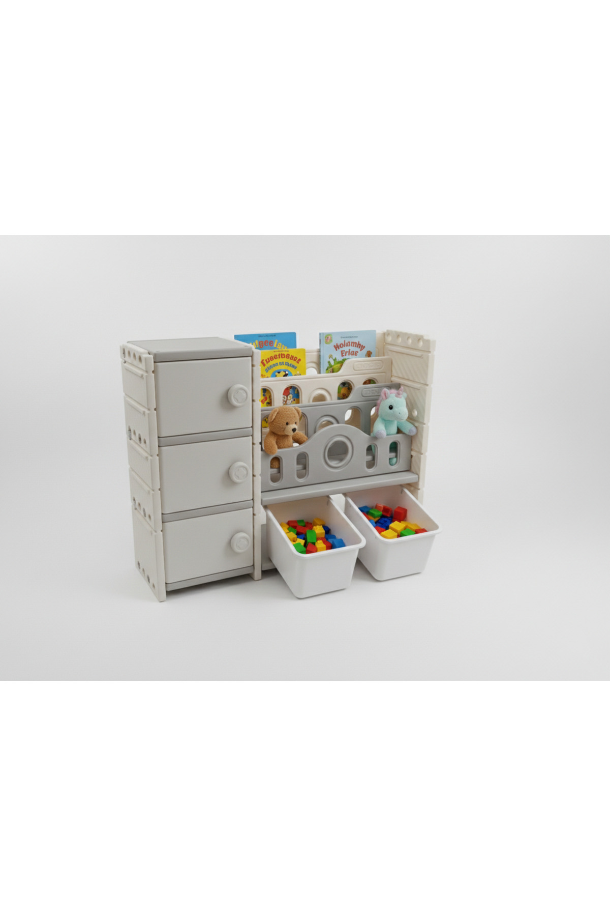 کتابخانه Montessori MontiCastle برای کودکان و organizer بزرگ برای اسباب بازی