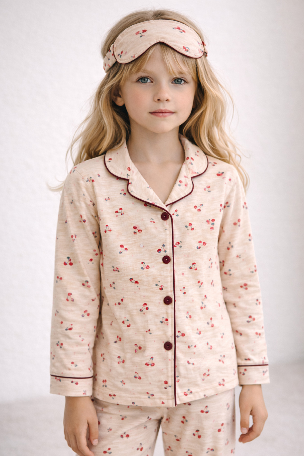 Beka Kids Desenli Uzun Kollu Önden Düğmeli Gömlek Yaka Kız Çocuk Pijama Takımı fotoğrafı 2 (önizleme)