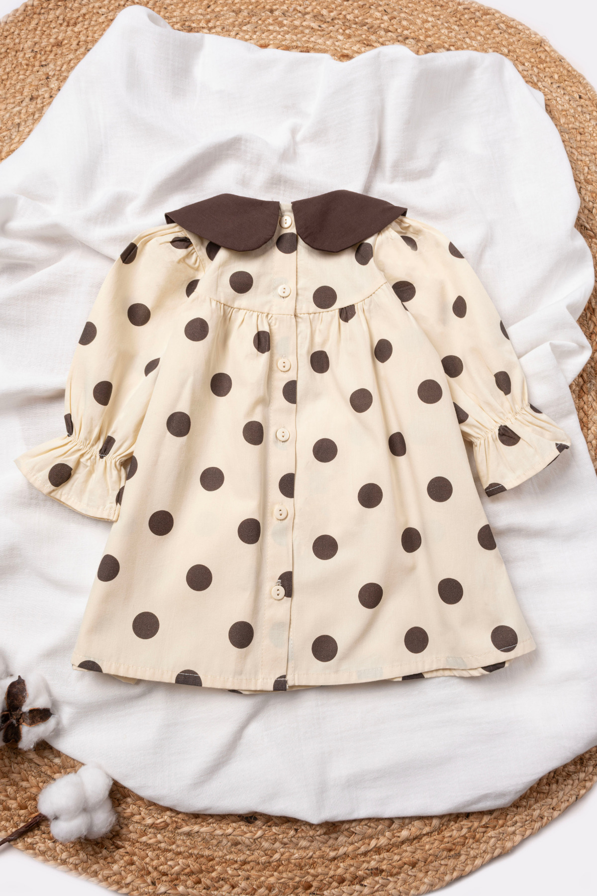 Vauva Bebek Çocuk Elbise Yaka Detaylı Baskılı Bayramlık Poplin Elbise fotoğrafı 2 (önizleme)