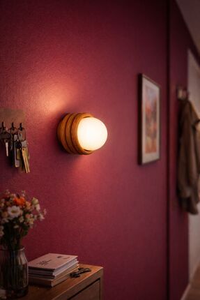 ALAA ATÖLYE ÂLAA Fitil Serisi Ahşap Duvar Apliği Opal Cam Modern Aydınlatma