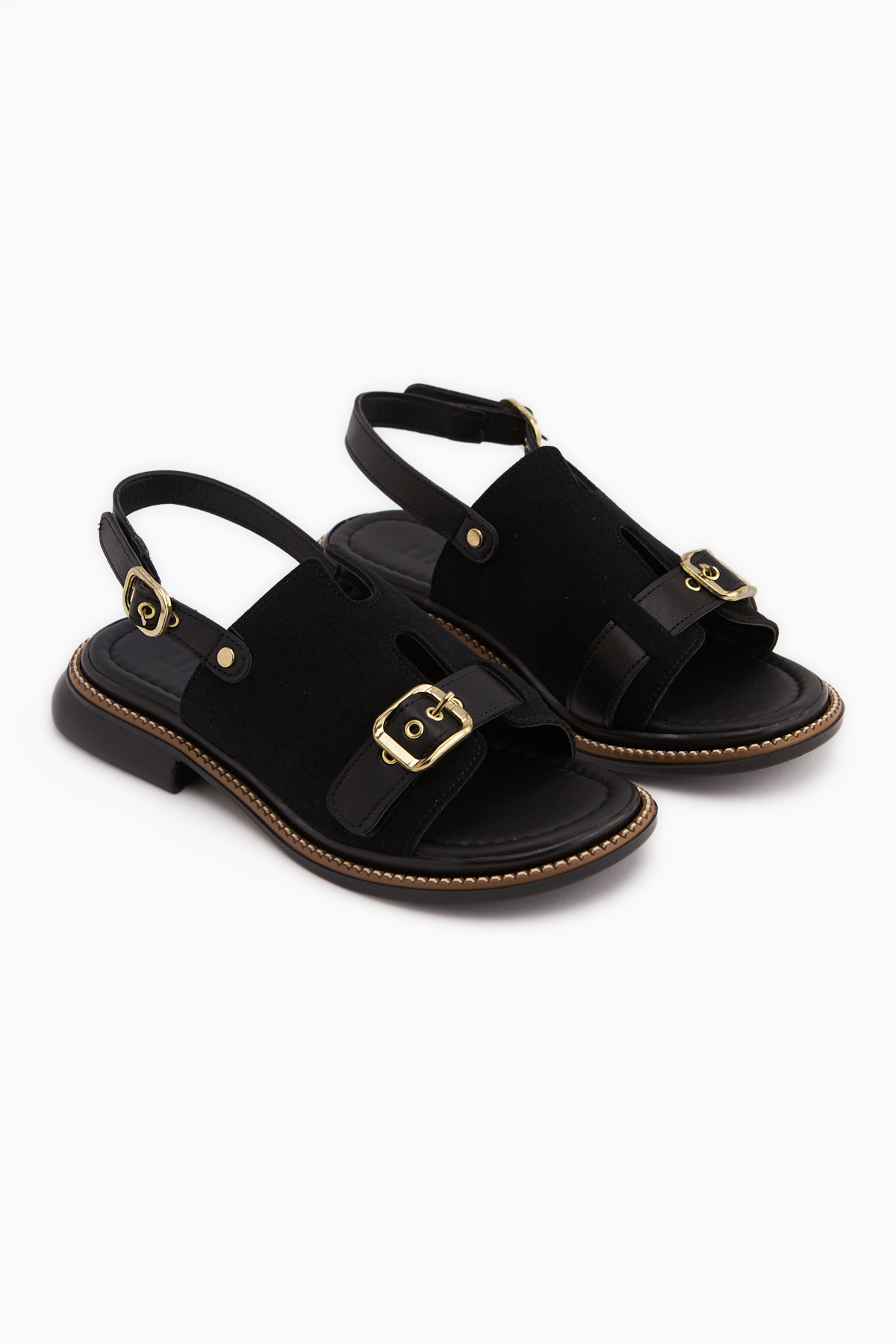 Limoya  Neveen Siyah Süet Tokalı Kadın Sandalet - Görsel 3