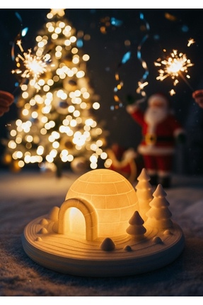 Home Iglo Tealight Dekoratif Masa Üstü Ledli Lamba 10 x 10cm (Led mum dahil)