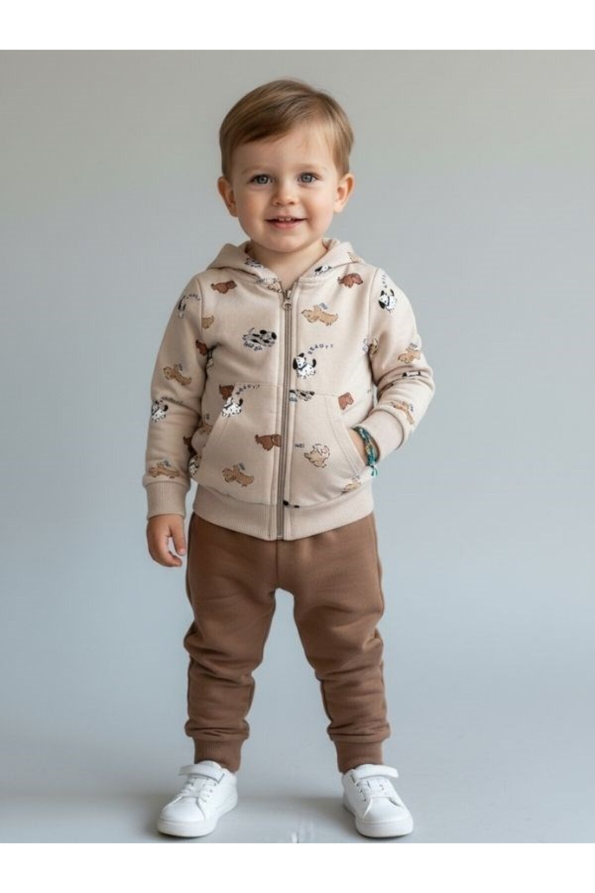 Zekids Erkek Bebek Fermuarlı Animal Desenli Kapüşonlu Hırka fotoğrafı 2 (önizleme)
