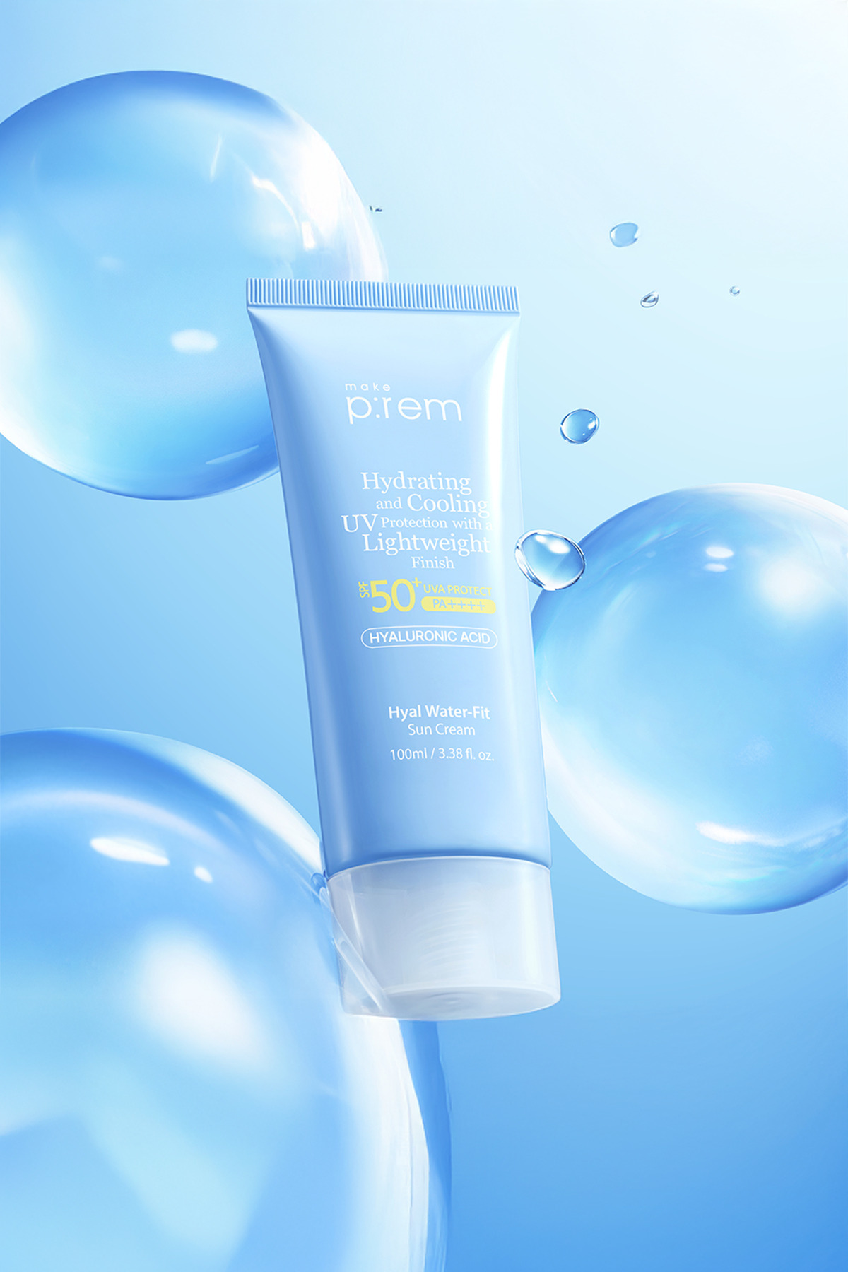 Make Prem Hyal Water Fit Sun Cream 100ml - Nemlendirici Güneş Koruyucu Krem — 2202120 — تصویر 3 از 5