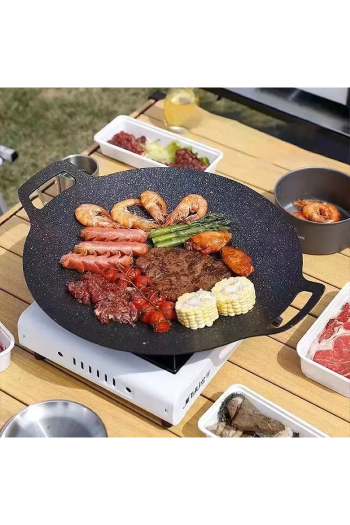 EMATTEIRO Plită Japoneză Rotundă 36 cm, Antiaderentă, pentru Inducție, Gaz, G...