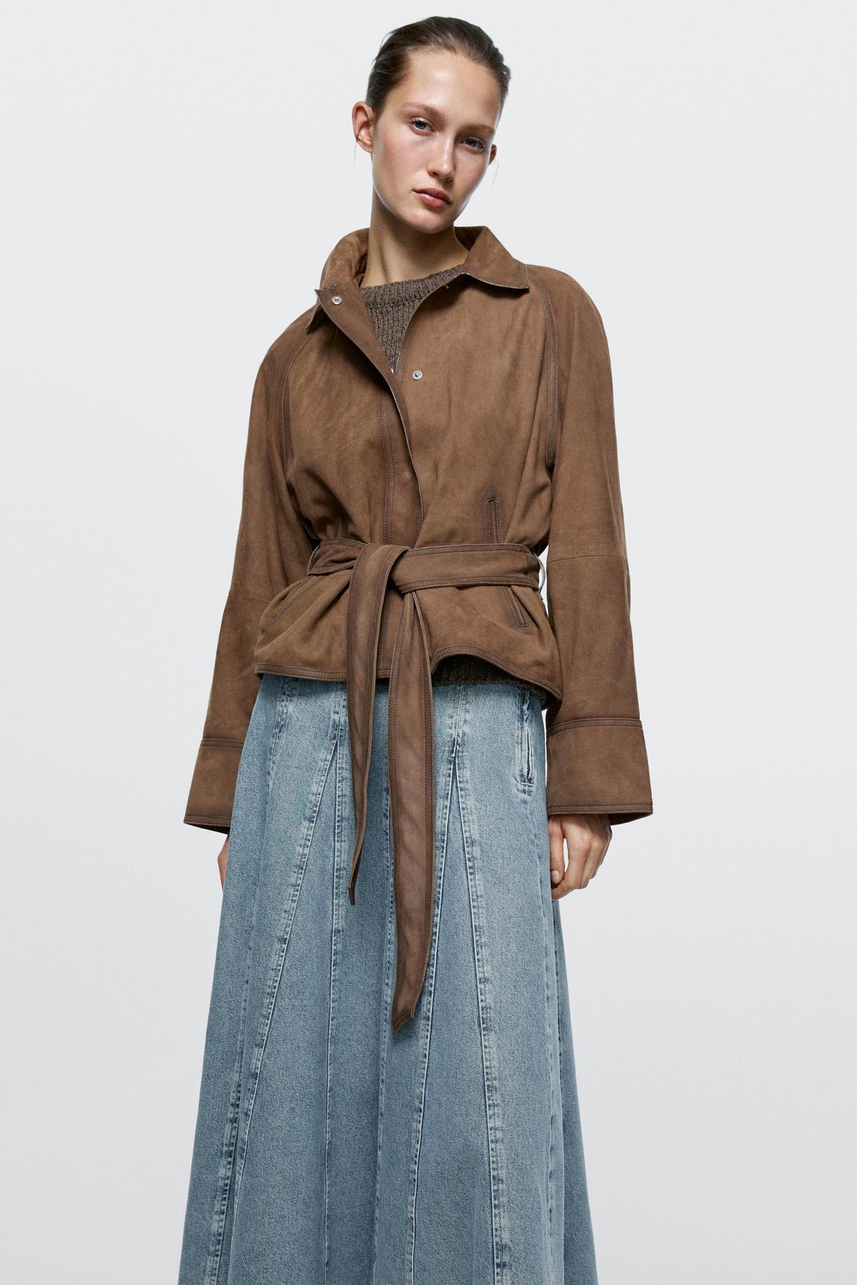 Massimo Dutti  Godet denim midi etek - Görsel 4