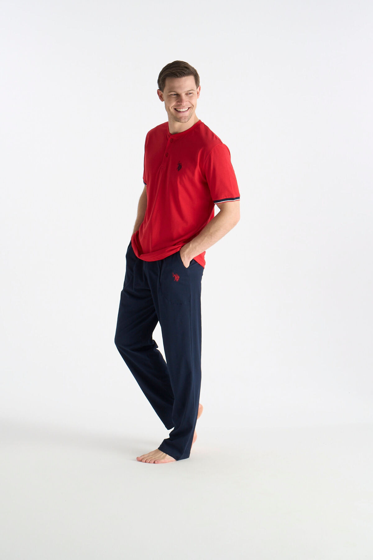 ست پیژامه بزرگ سایز مردانه یقه پلو | یو اس پولو U.S. Polo Assn. 19029-B TR - تصویر 2