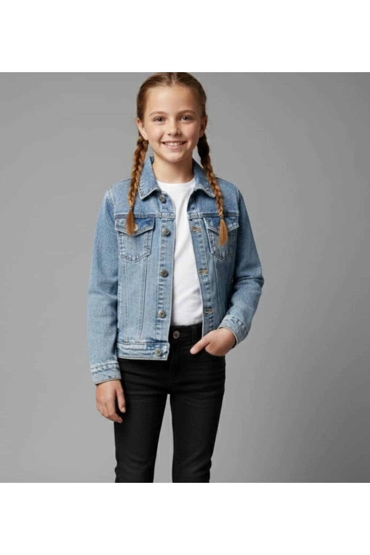 Yonca Çocuk  SERCİNO Kids 99783 KIZ-ERKEK Pamuklu Kot Ceket - Görsel 4