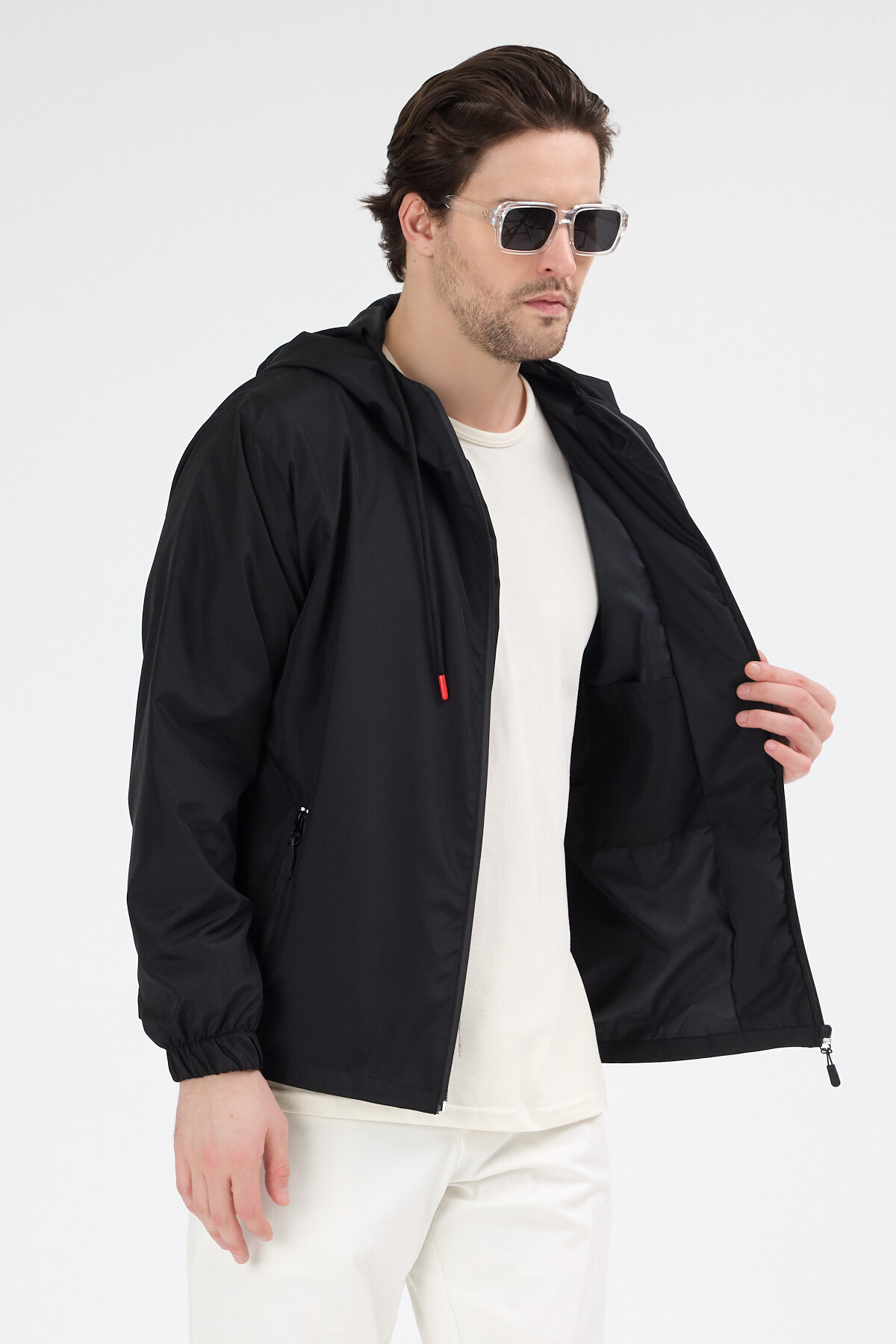 Tonny Black  Erkek Siyah 3 Cepli Rüzgar Ve Yağmura Dayanıklı Normal Kalıp Yağmurluk - Görsel 3