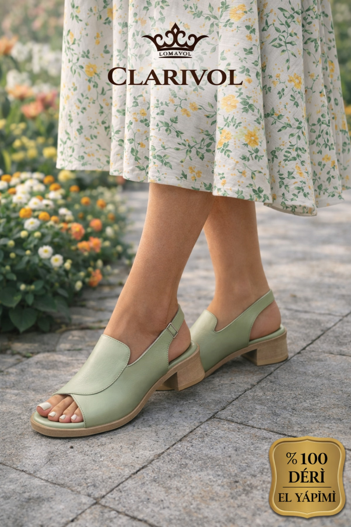 Clarivol  Hakiki Deri Kadın Topuklu Sandalet
