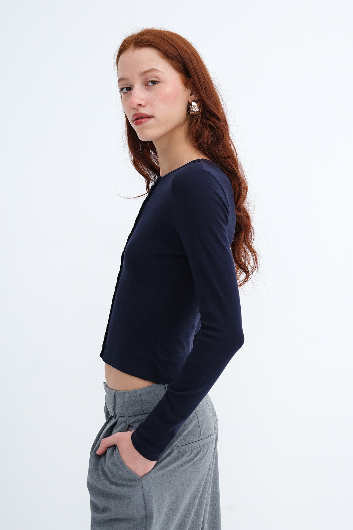 Addax  Düğmeli Uzun Kollu Hırka H12302 - Görsel 4