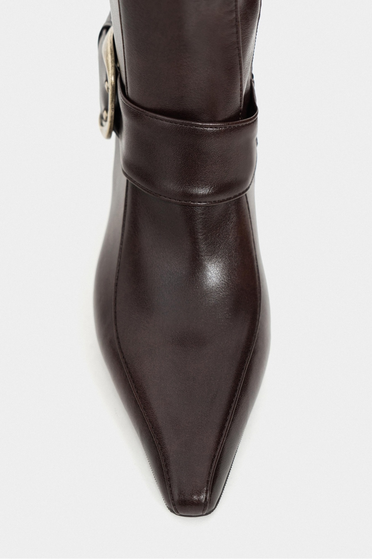 NİŞANTAŞI SHOES  Lure Kahve Mat Toka Detaylı Sivri Burun İnce Topuklu Çizme - Görsel 7