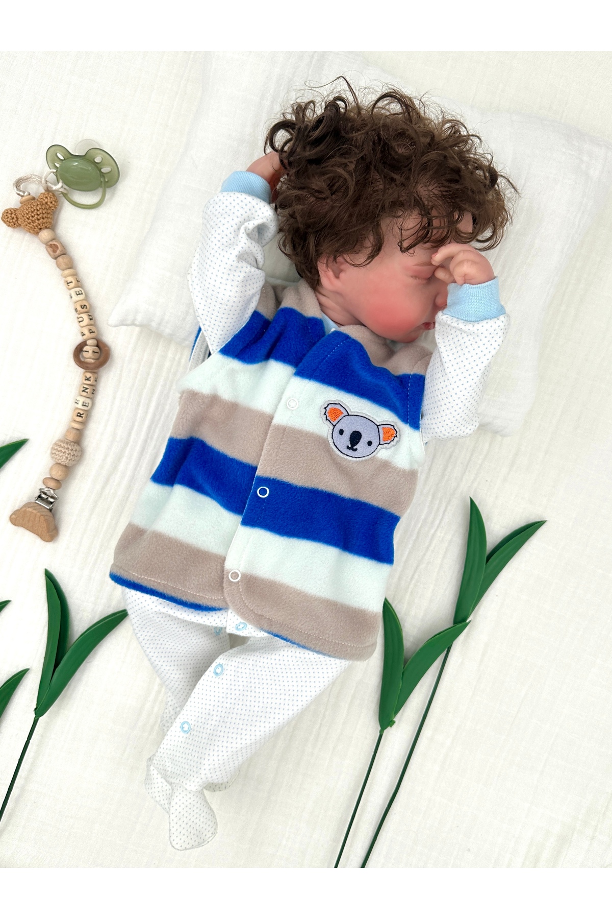 Renkli Puset Polar Bebek Yelek Koala Mavi fotoğrafı 3 (önizleme)