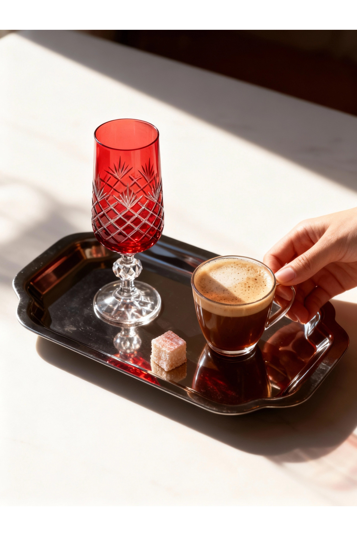 Margerie Ara Bohemia Crystal Hand Cut Coffee Side Water Glass 180cc | Flute Glass