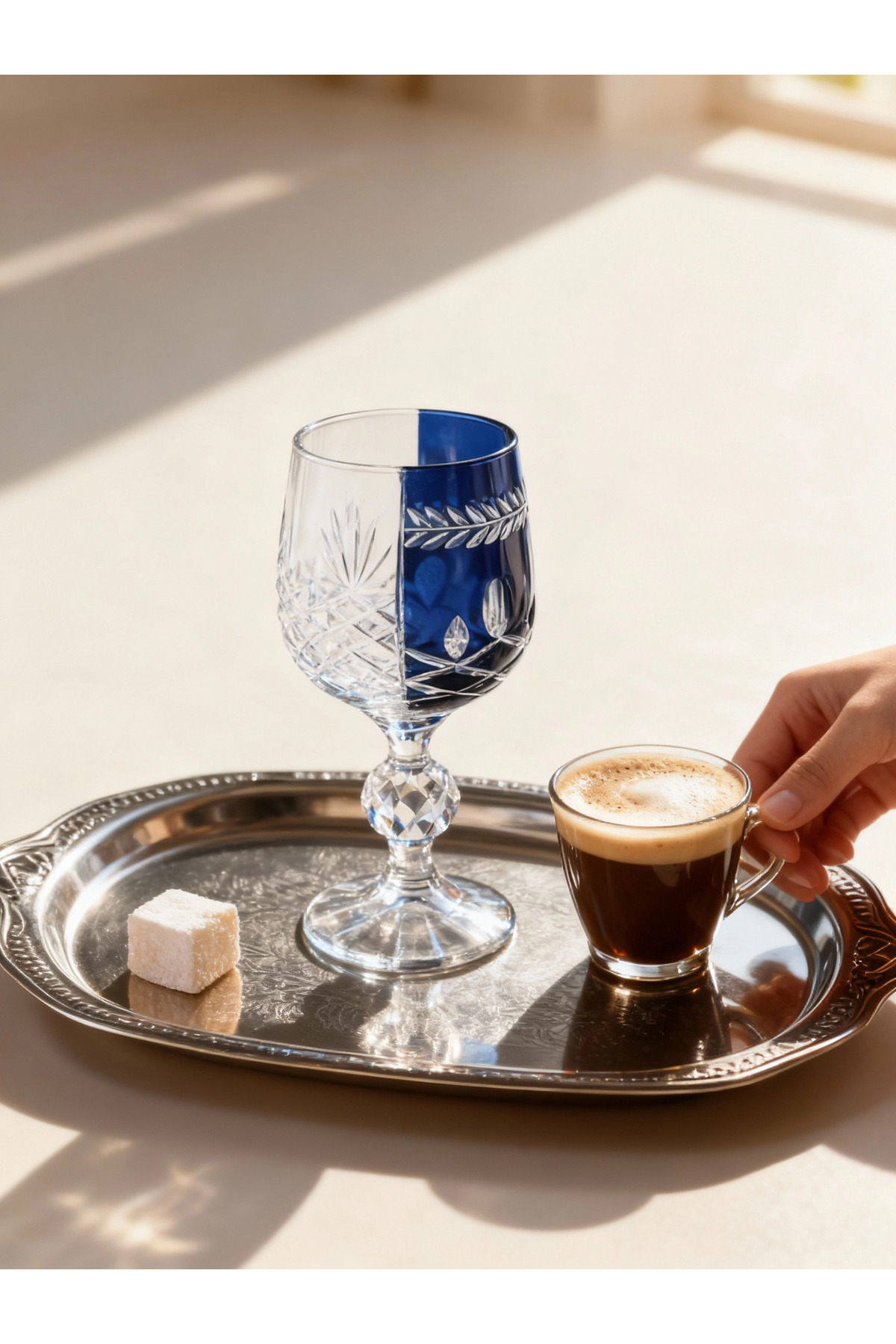 Margerie Bohemia Hybrid Crystal Hand-Cut Glass 150cc | Coffee-Side Water & Sherbet Glass