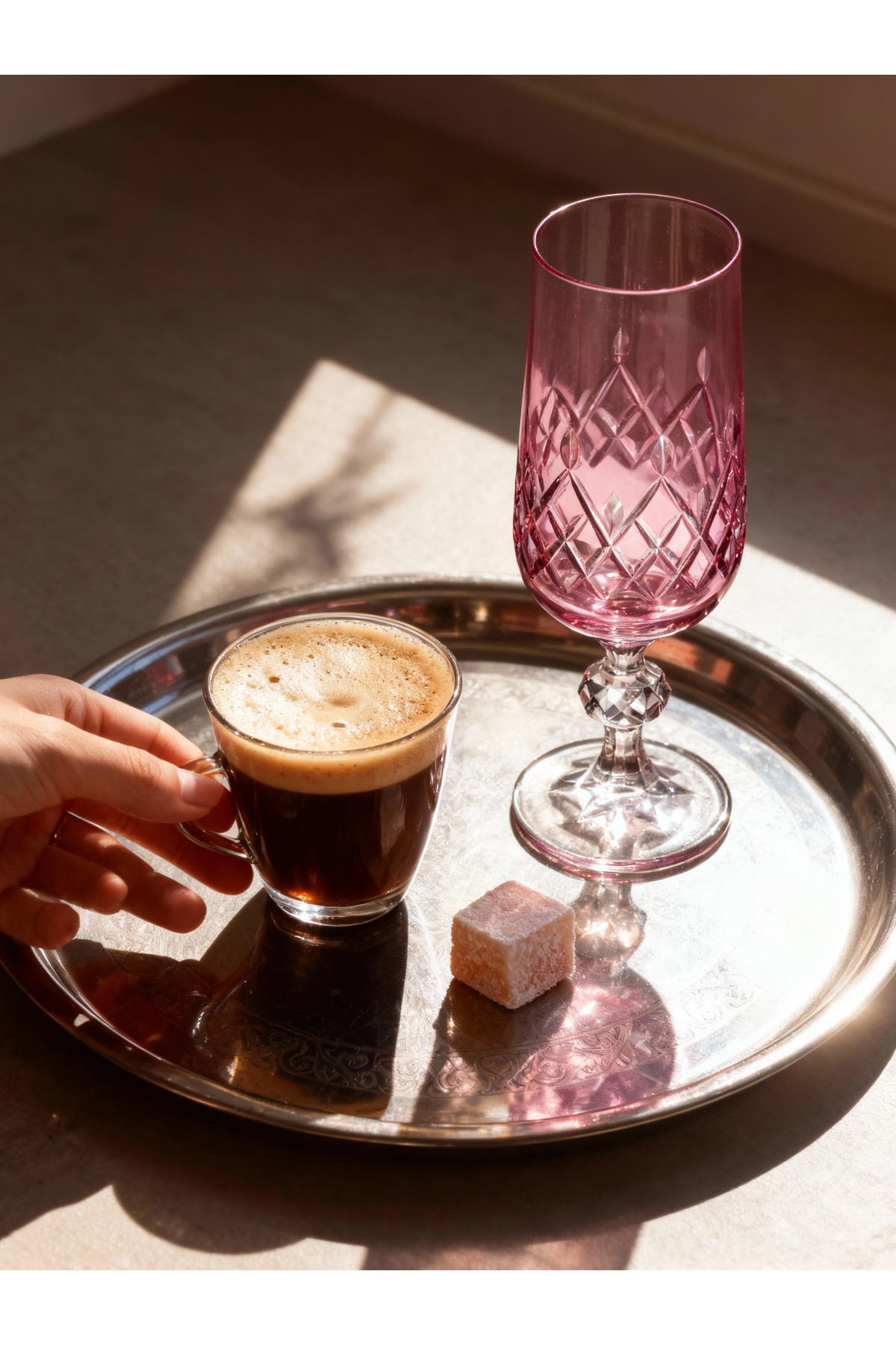 Margerie Aria Bohemia Crystal Hand-Cut Coffee-Side Water Glass 180cc | Flute Glass