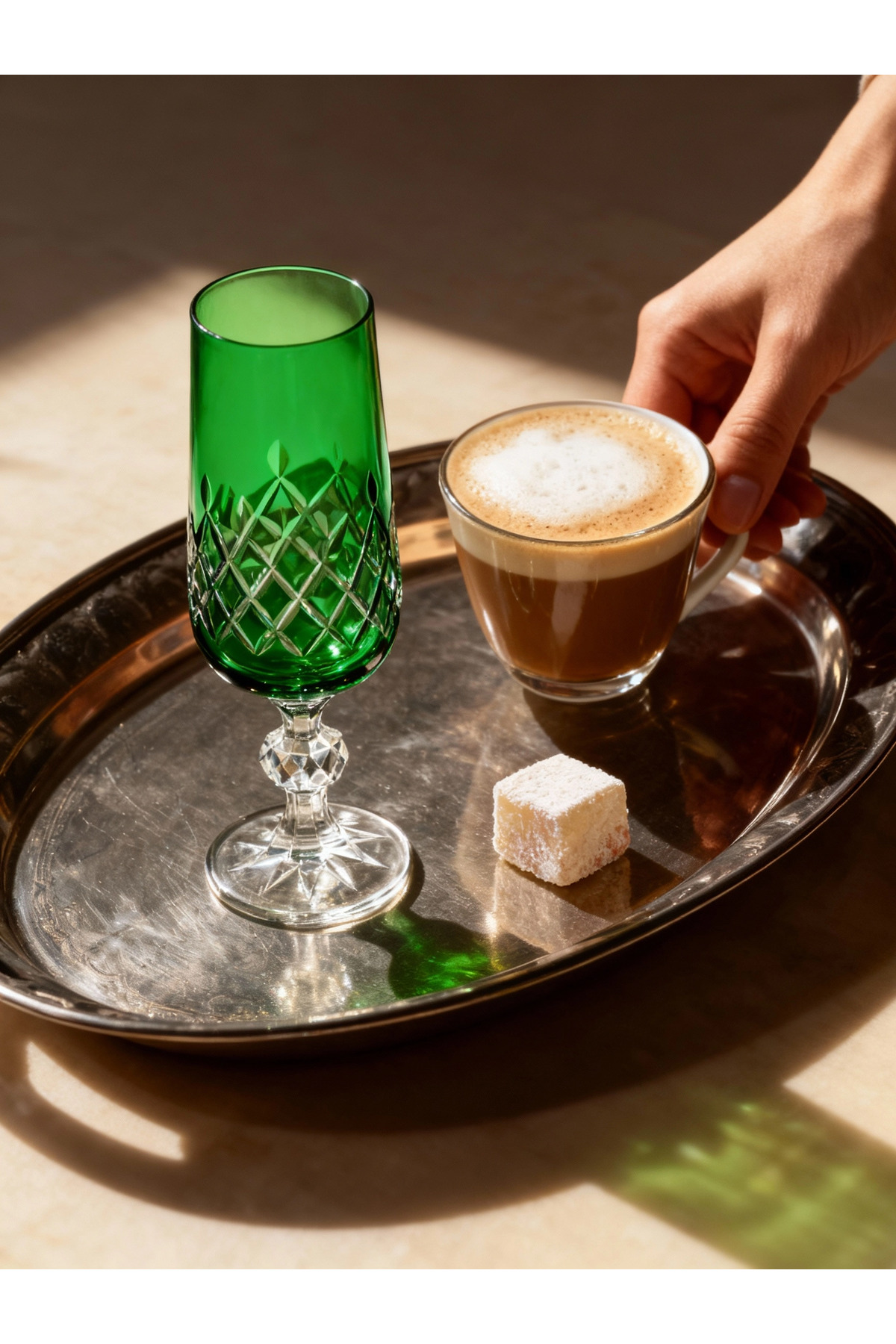 Margerie Aria Bohemia Crystal Hand-Cut Coffee-Side Water Glass 180cc | Flute Glass