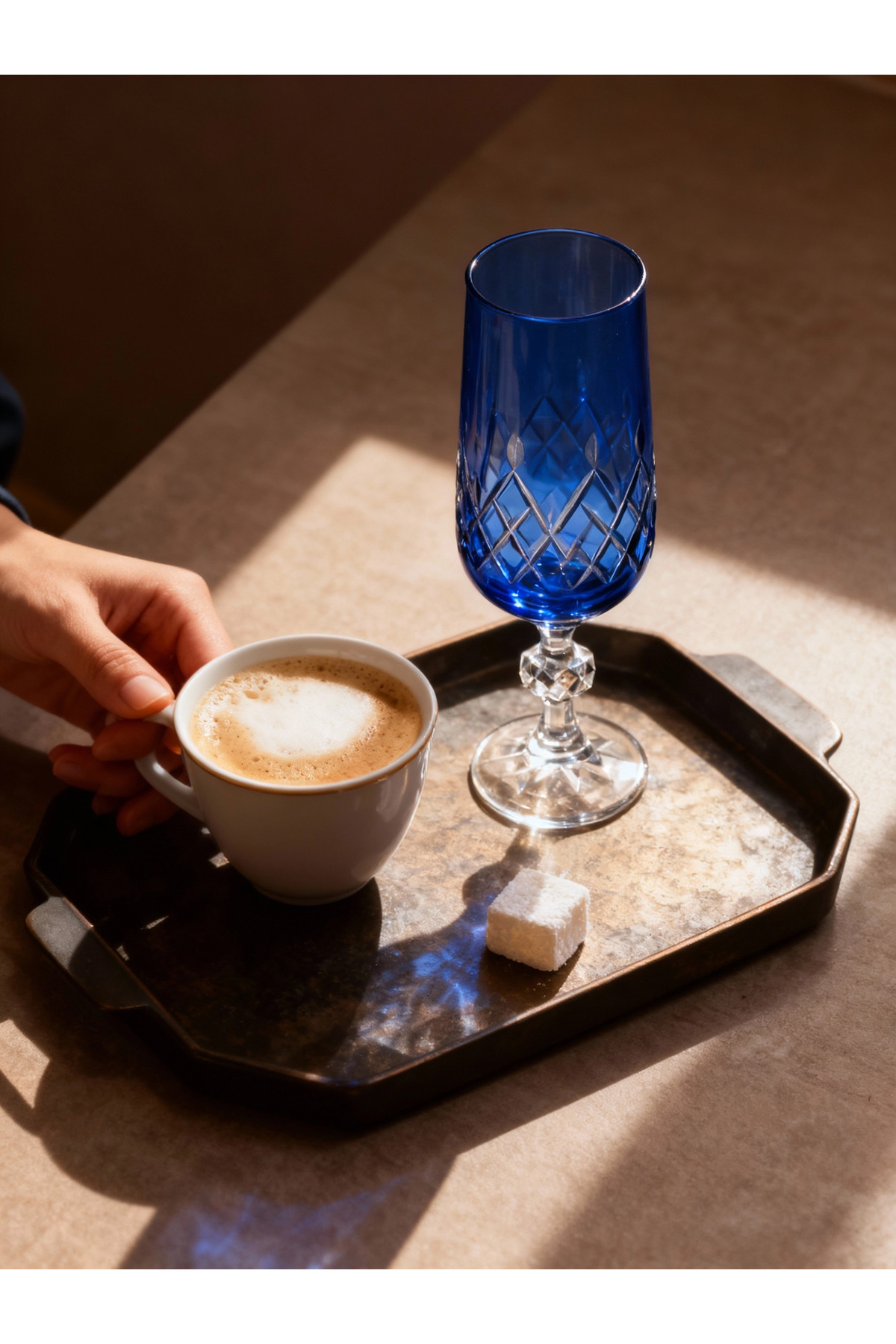 Margerie Aria Bohemia Crystal Hand-Cut Coffee-Side Water Glass 180cc | Flute Glass