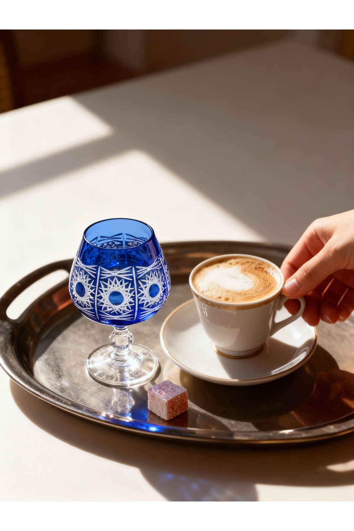Margerie Pavo Bohemia Crystal Hand-Cut Flamboyant Coffee-Side Water Glass 250cc