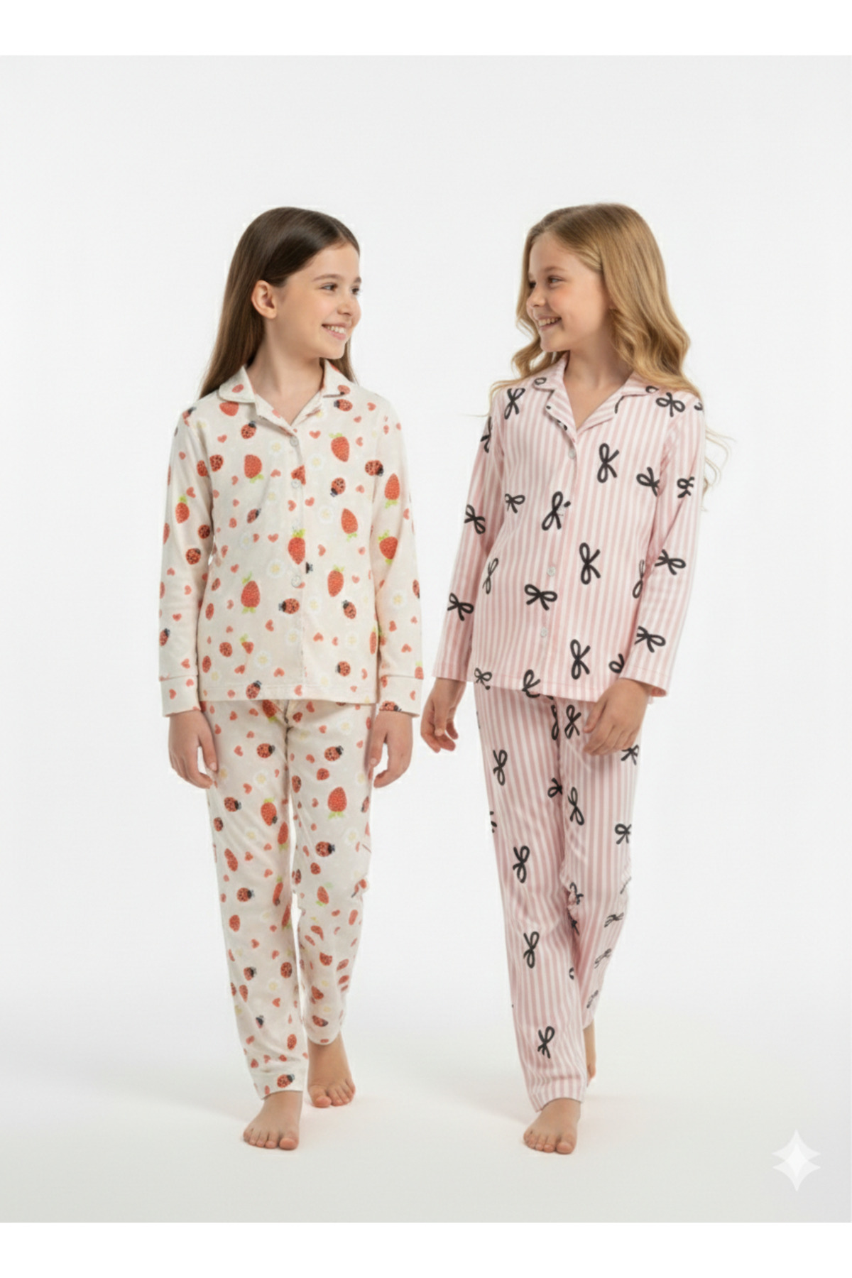 DANBİ Kız Çocuk 4,5,6,7,8,9,10,11 Yaş Mevsimlik Pijama Takımı 2'li Set fotoğrafı 2 (önizleme)