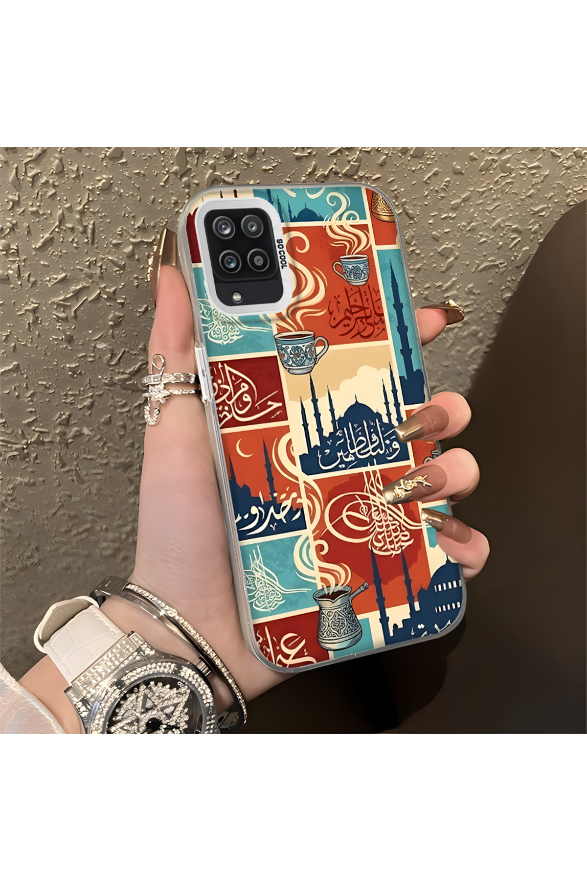 Samsung Galaxy A12 Compatible Silicone Edge Hard Back Anti Fall Phone Case Traditional Culture