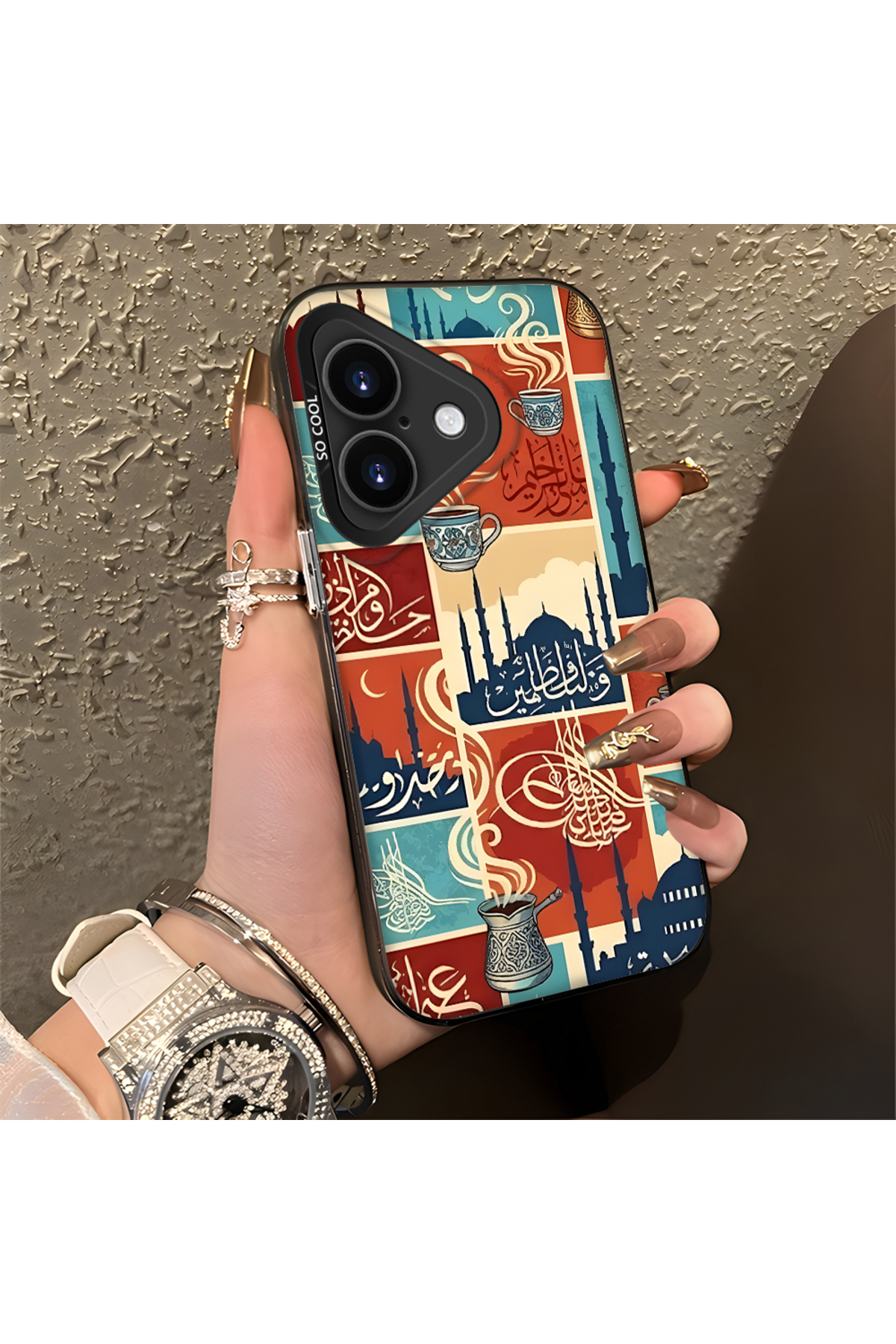 iPhone 16 Compatible Silicone Edge Hard Back Anti Fall Phone Case Traditional Culture