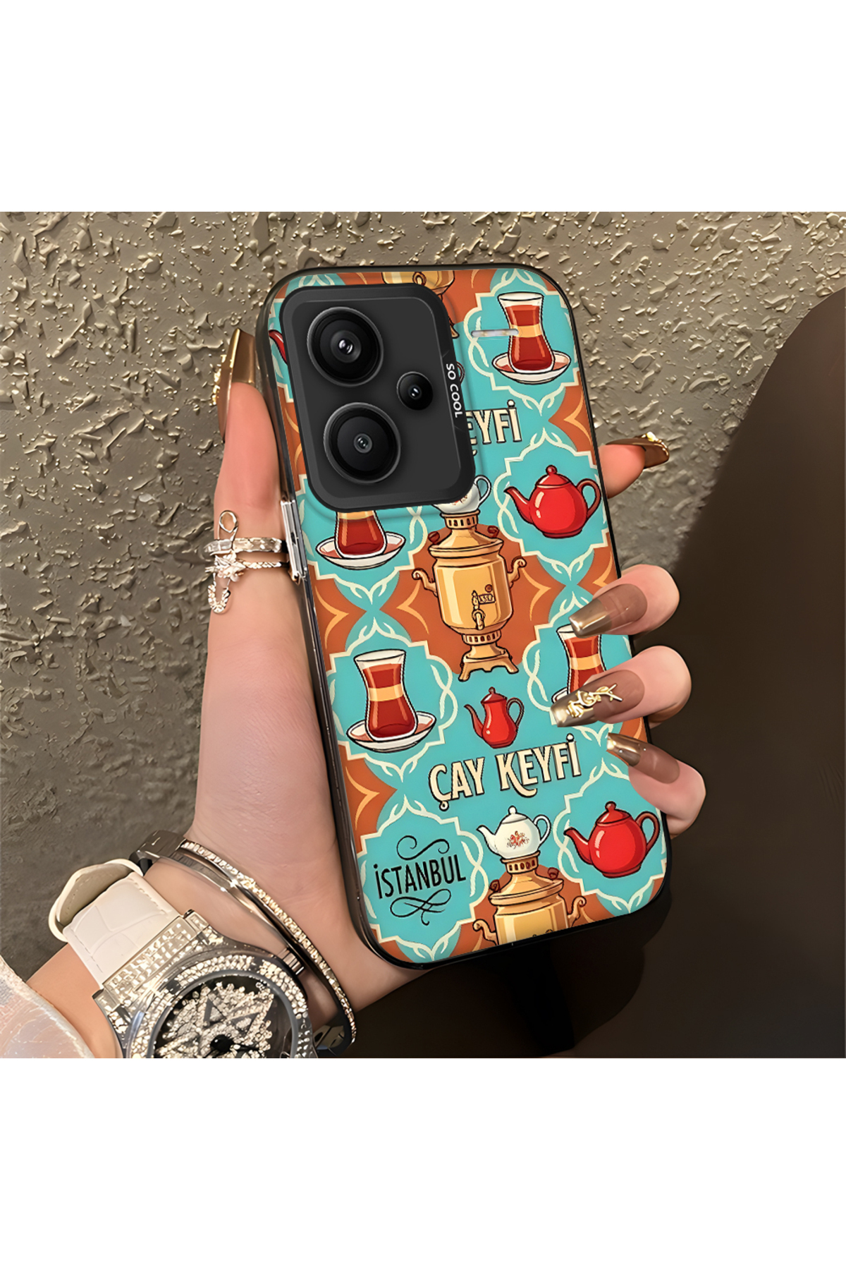 Redmi Note 13 Pro Plus 5G Compatible Silicone Edge Hard Back Anti Fall Phone Case TEA ENJOYMENT PATTERNED