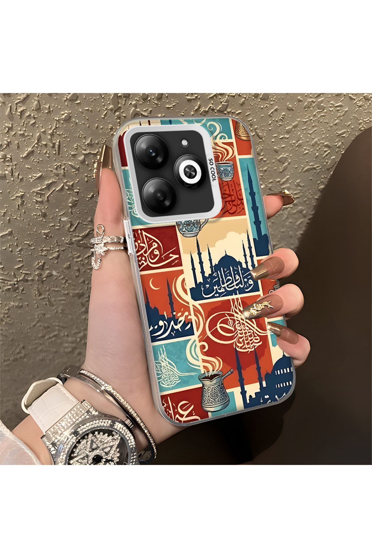 Infinix Hot 40i Compatible Silicone Edge Hard Back Anti Fall Phone Case Traditional Culture