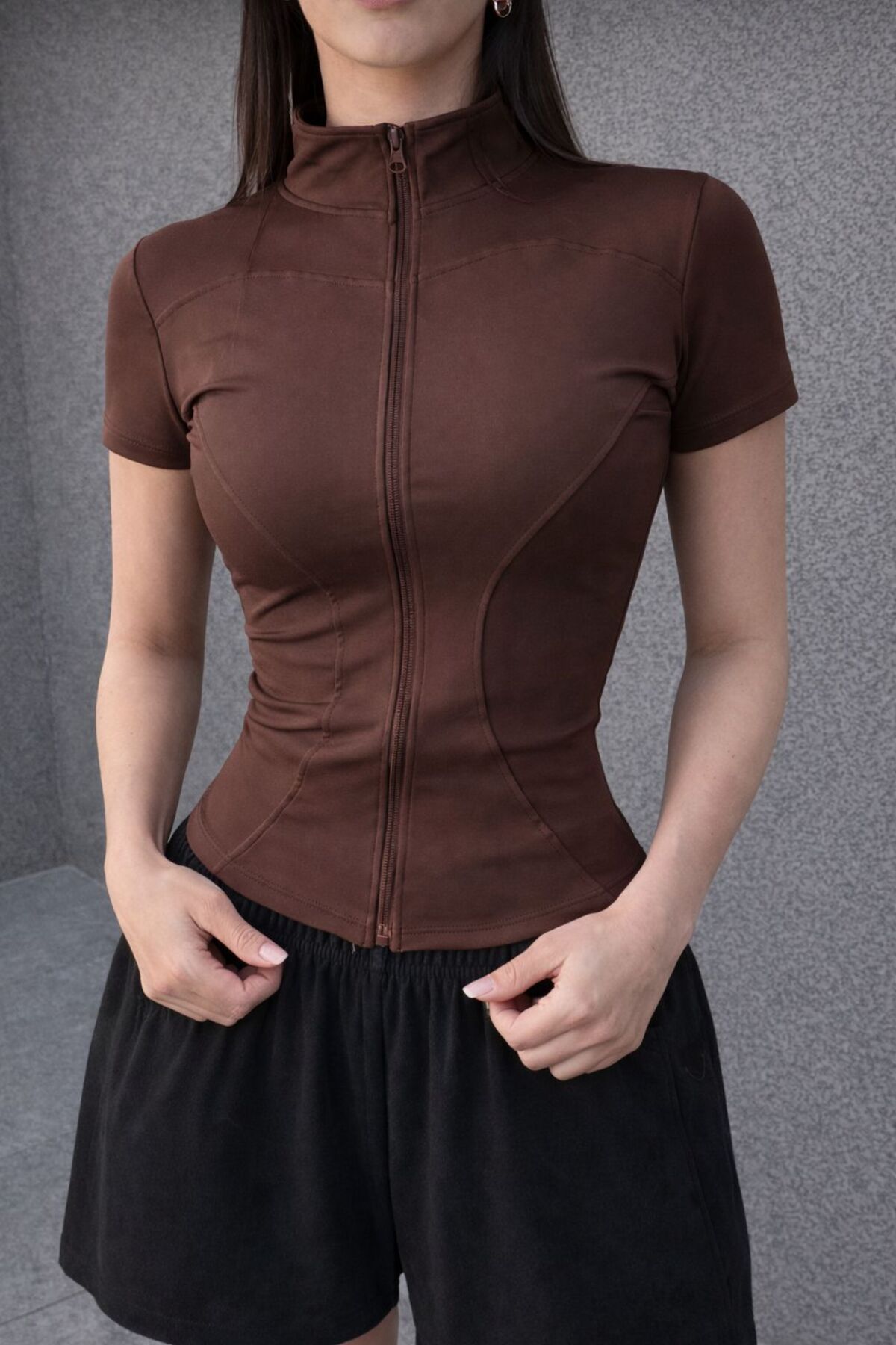 EDVESS Fermuarlı Estetik Crop T-shirt görsel 7