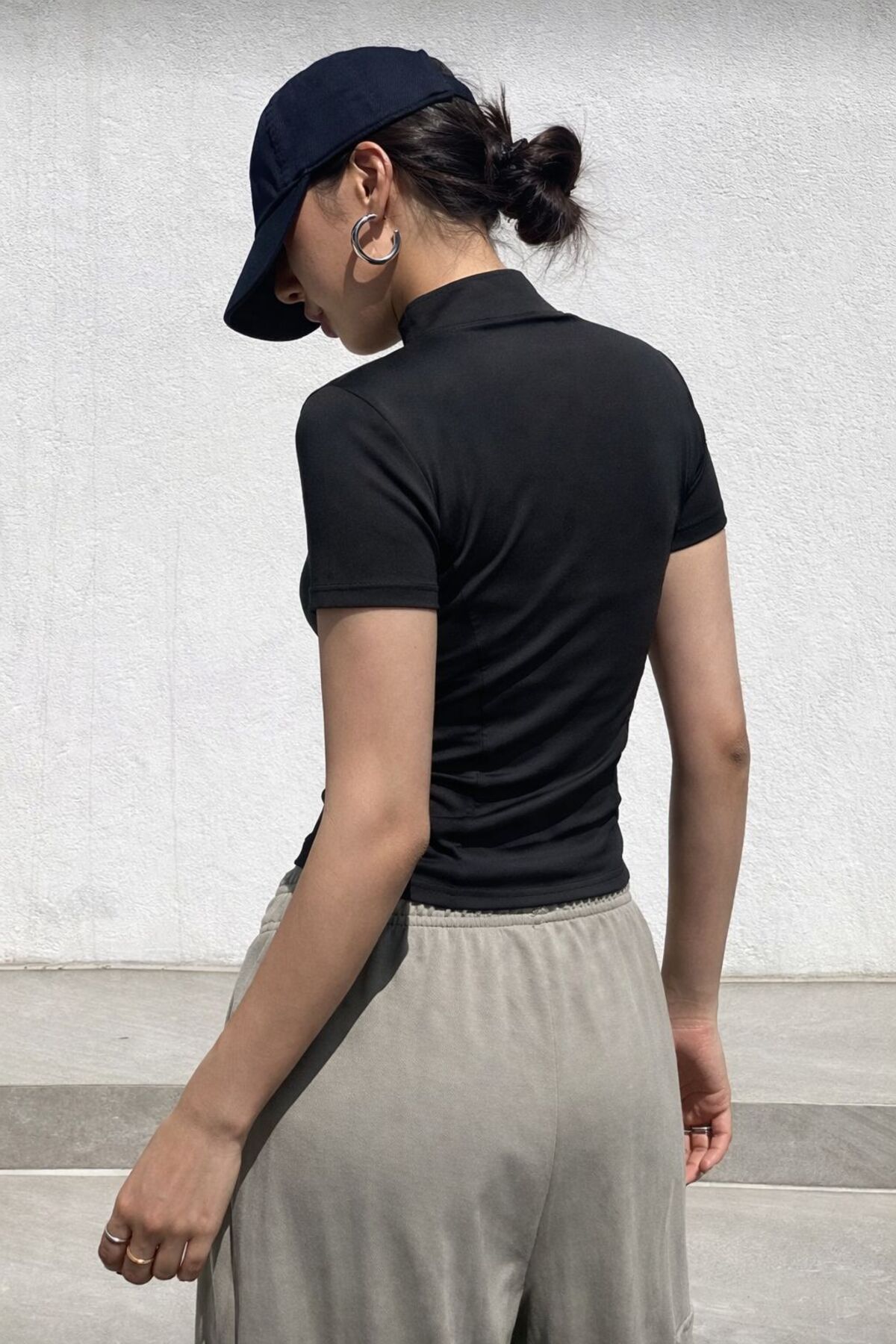 EDVESS Fermuarlı Estetik Crop T-shirt görsel 5