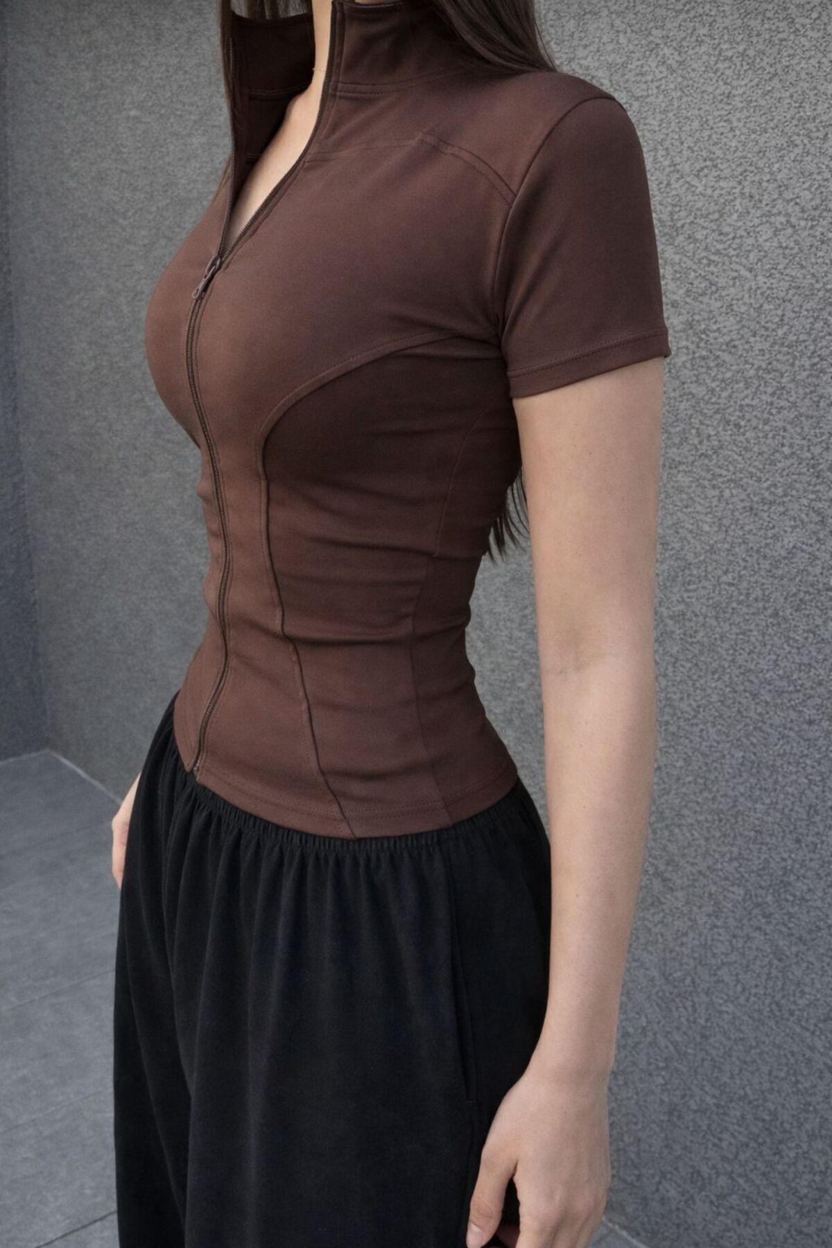 EDVESS Fermuarlı Estetik Crop T-shirt görsel 6