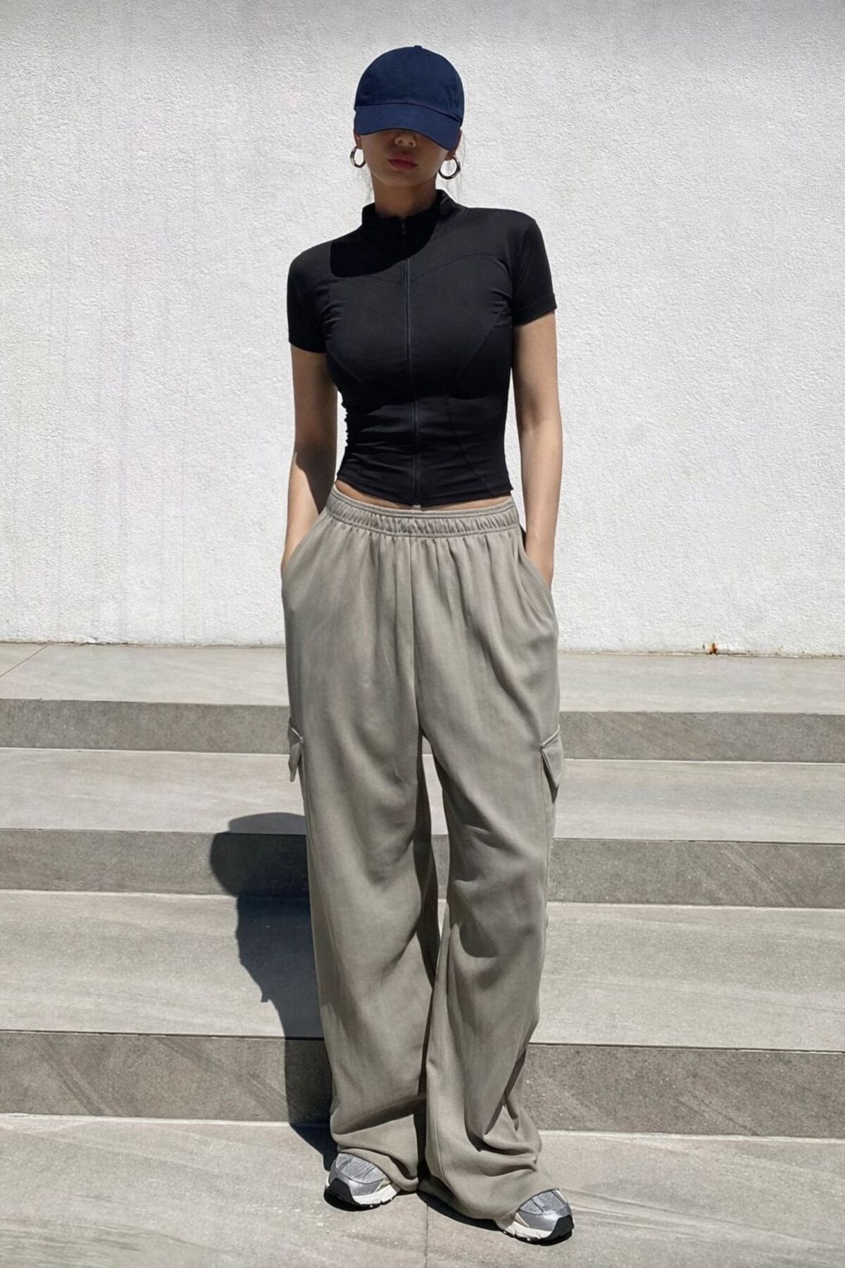 EDVESS Fermuarlı Estetik Crop T-shirt görsel 2