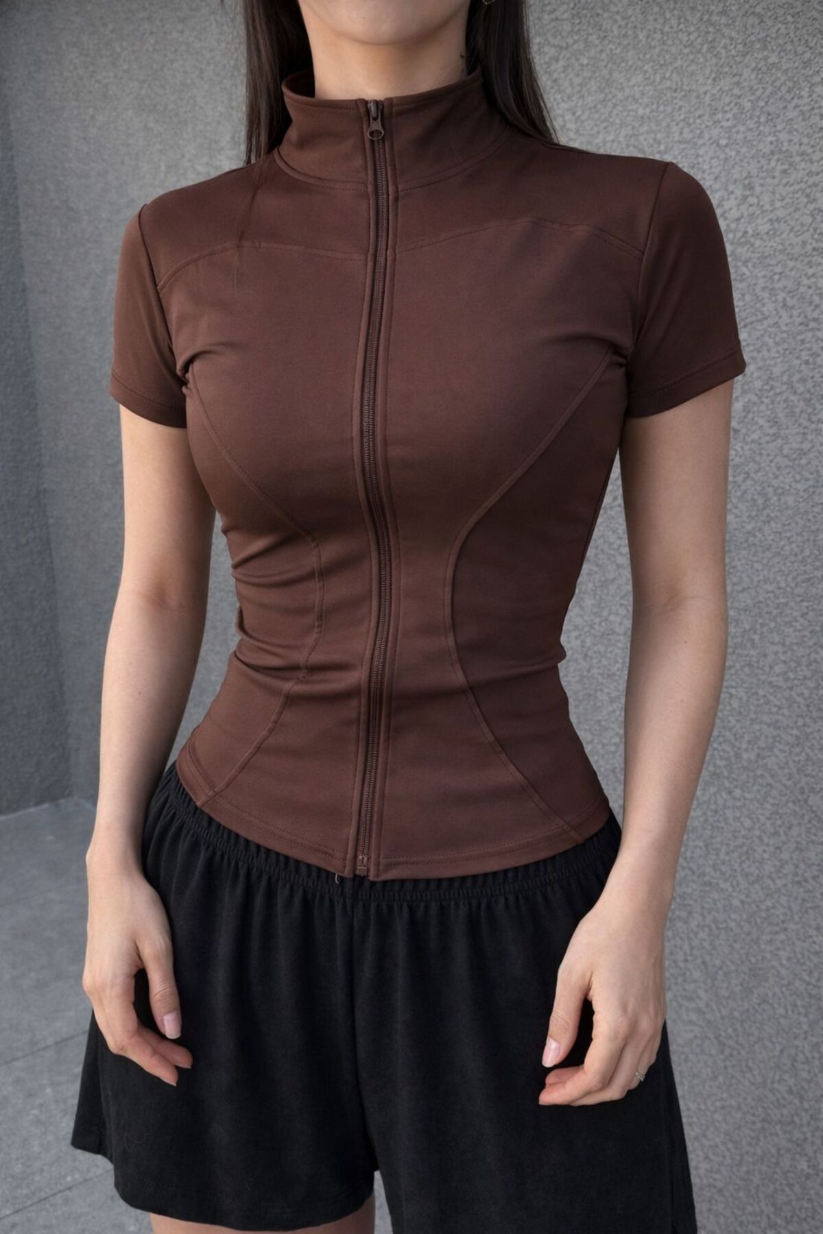 EDVESS Fermuarlı Estetik Crop T-shirt görsel 3