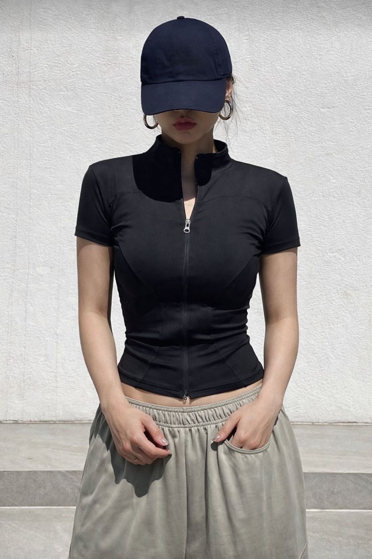 EDVESS Fermuarlı Estetik Crop T-shirt görsel 6