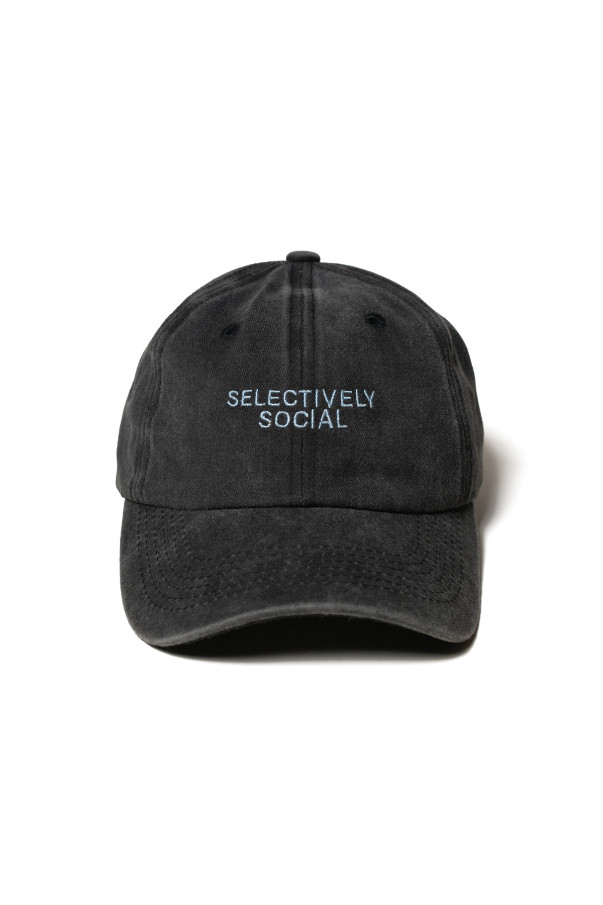 Nome Studio Nakışlı Antrasit Şapka Pamuk Kumaşlı ve Açık Mavi Nakışlı Şapka Selectively Social Şapka