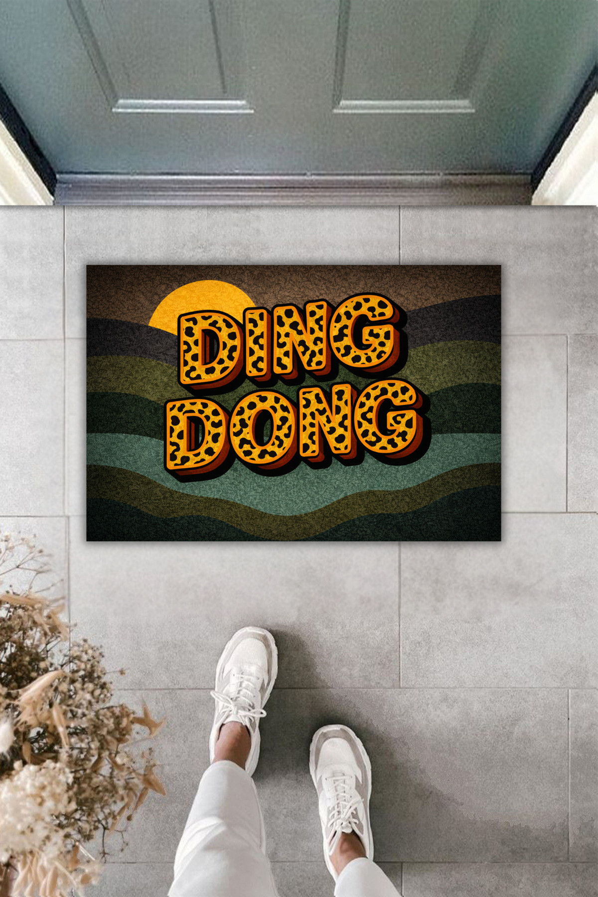 Modern Digital Printing Mat - Leopard Patterned ding DONG Boho Design - Door Mat