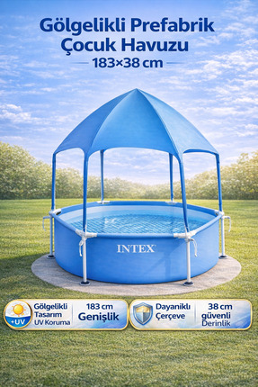 YILDIRIM OYUNCAK Gölgelikli Prefabrik Çocuk Havuzu 183x38 cm | UV Korumalı Da...