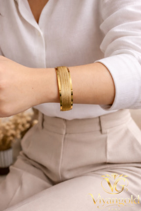 VİYANGOLD 22 Ayar Altın kaplama Trabzon bilezik 1.5 Cm