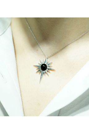 ANDİYANORA Erzurum Oltu Taşı ve 925 Ayar Gümüş Minimal Kadın Kolye – El Yapım...