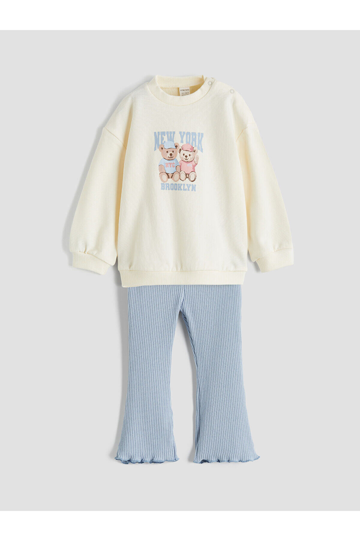 LC Waikiki Ecru Printed Baby Girl Sweatshirt and Leggings (S6)