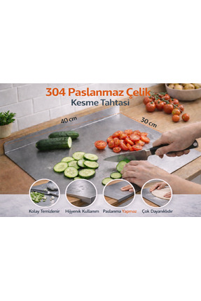 Kasel Home Paslanmaz Çelik Tek Taraf Bükümlü Metal Tezgah Koruyucu - 304 Kali...