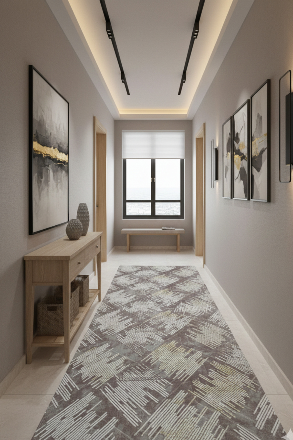 Runner Carpet 3020 Coffee Anti-Slip Base Washable Stainproof Custom Size Daily Corridor Carpet