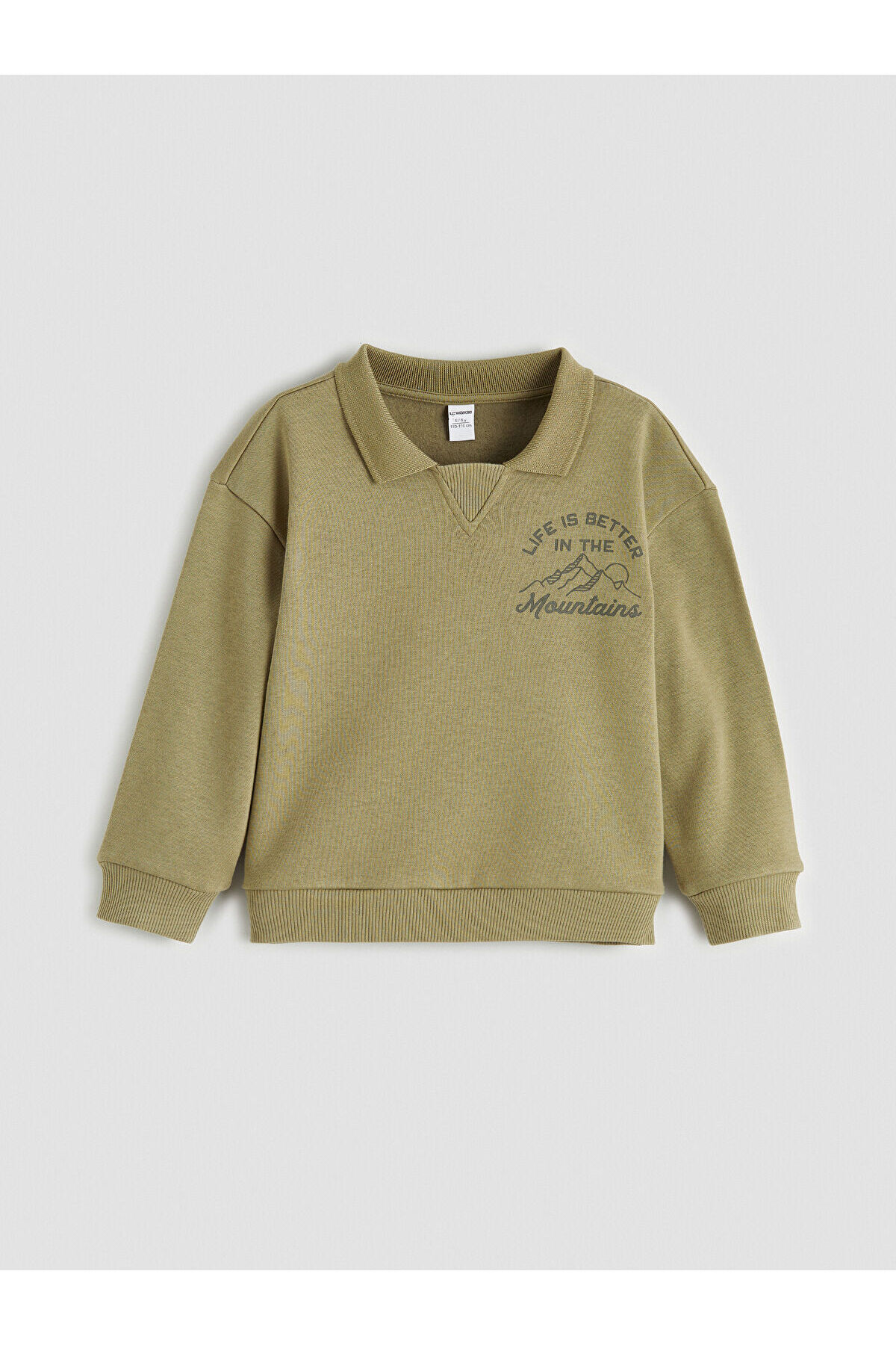 LC Waikiki Nevaa Collection Haki Polo Yaka Baskılı Erkek Çocuk Kalın Eşofman Takımı fotoğrafı 3 (önizleme)