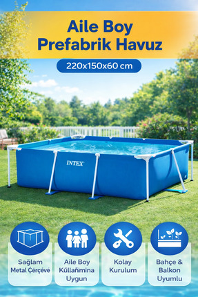 YILDIRIM OYUNCAK 220x150x60cm Dikdörtgen Prefabrik Aile Havuzu | Dayanıklı Çe...