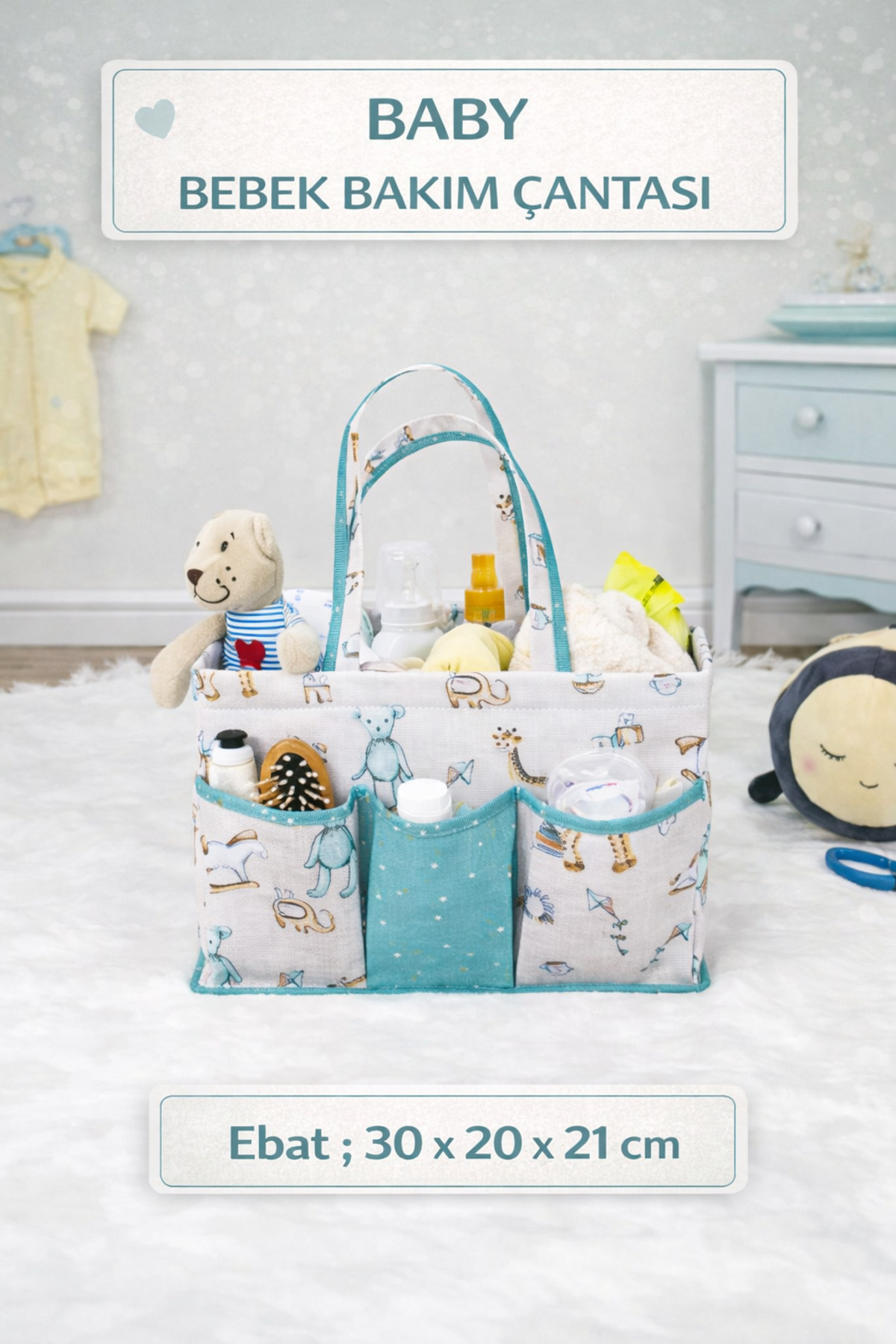 PONÇİK BEBEK 7'li SET Baby Bakım Çantası Doğum Öncesi Sonrası Çantası & Seyahat Hastahane Valiz Organizeri Seti fotoğrafı 3 (önizleme)