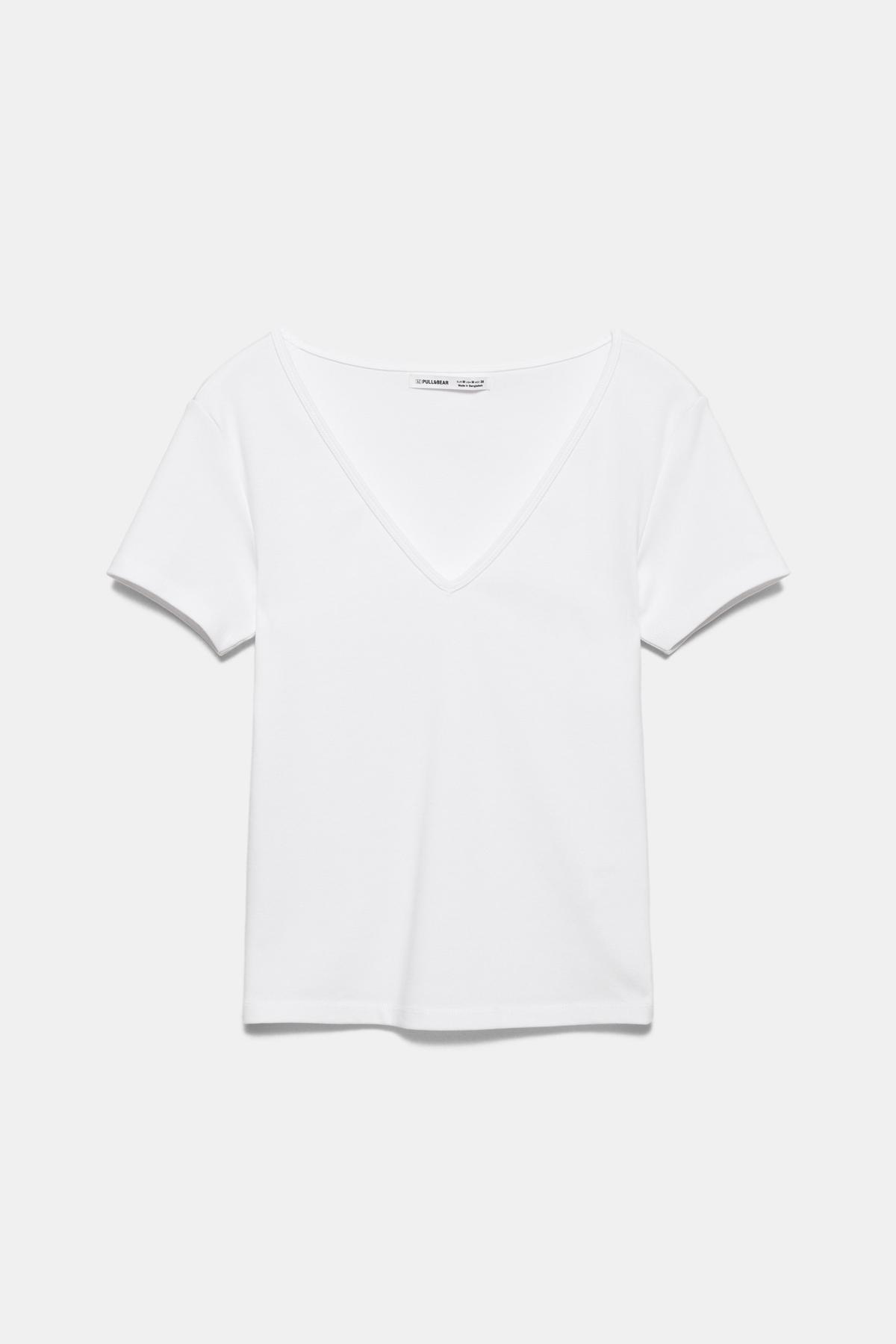 Pull & Bear  V yaka t-shirt - Görsel 6