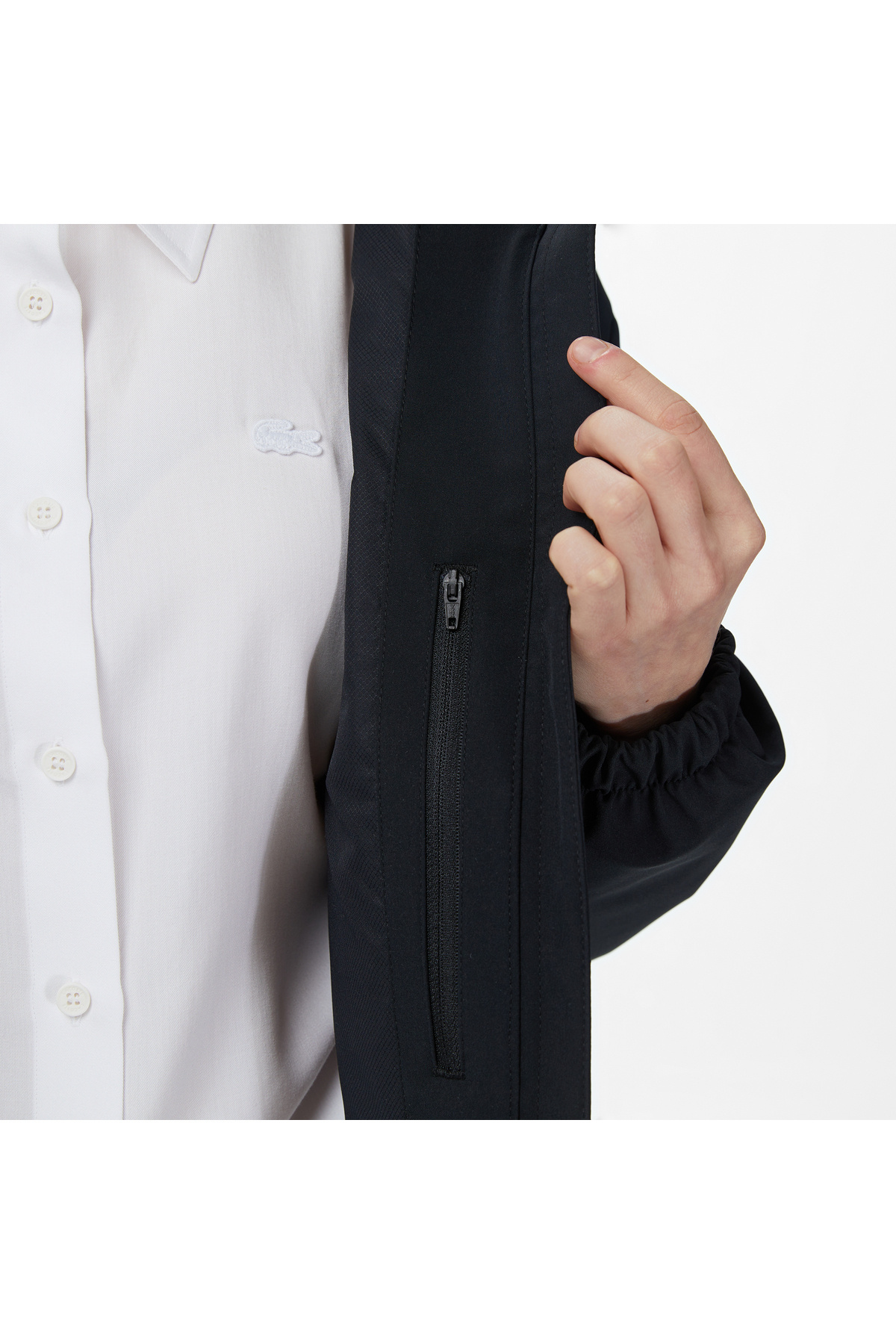 Lacoste Kadın Regular Fit Kapüşonlu Baskılı Siyah Yağmurluk görsel 7