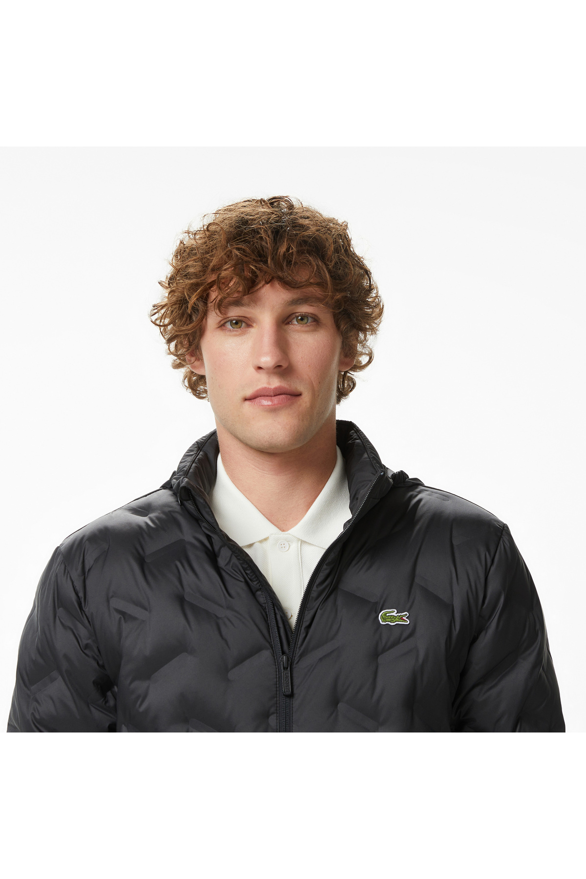 Lacoste Erkek Regular Fit Dik Yaka Kapitone Siyah Mont görsel 2