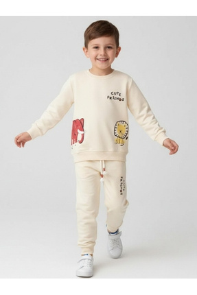 Bebolly İkili Takım Beep Baskılı Uzun Kol Beli Lastikli Pamuklu Mevsimlik Eşo...