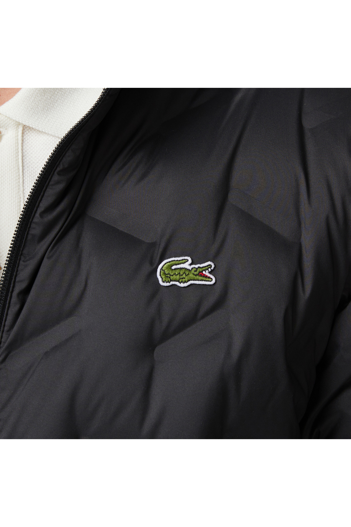 Lacoste Erkek Regular Fit Dik Yaka Kapitone Siyah Mont görsel 6
